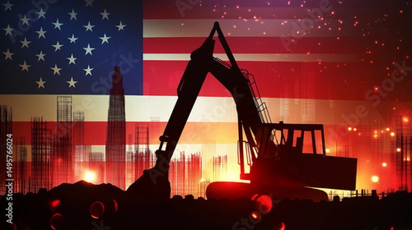 Fototapeta Labor day concepts. Symbols associated with Labor day and construction equipment and representations of manual labor. generated AI Illastration.