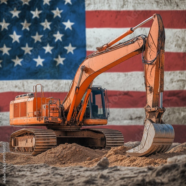 Fototapeta Labor day concepts. Symbols associated with Labor day and construction equipment and representations of manual labor. generated AI Illastration.