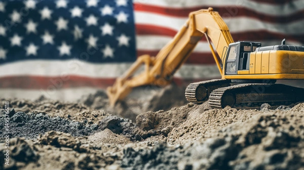 Fototapeta Labor day concepts. Symbols associated with Labor day and construction equipment and representations of manual labor. generated AI Illastration.