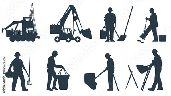 Fototapeta Labor day concepts. Symbols associated with Labor day and construction equipment and representations of manual labor. generated AI Illastration.