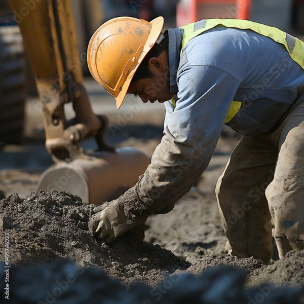 Fototapeta Labor day concepts. Symbols associated with Labor day and construction equipment and representations of manual labor. generated AI Illastration.
