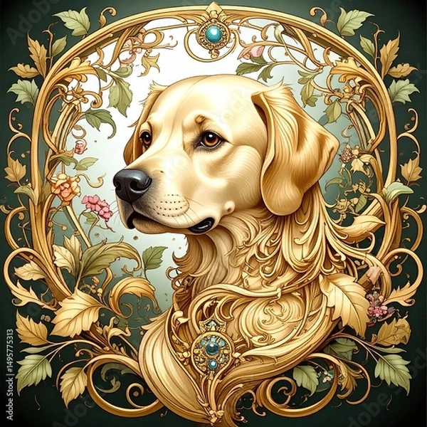 Obraz Labrador Retriever in art nouveau movement