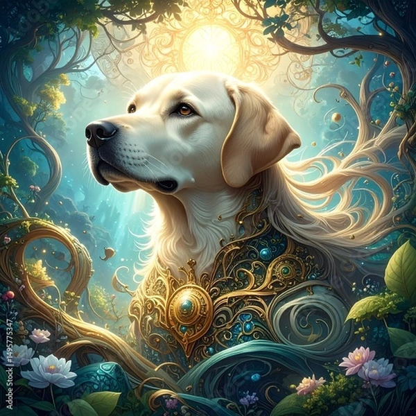 Obraz Labrador Retriever in art nouveau movement