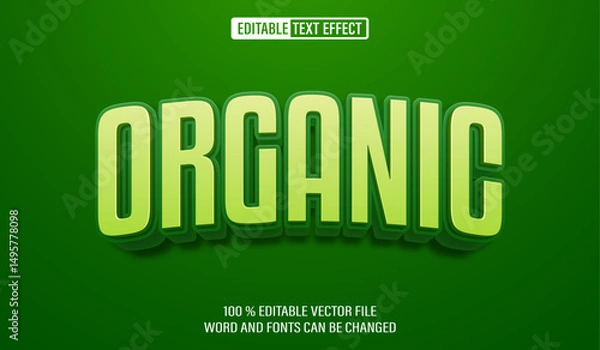 Obraz Editable 3d text style effect - Green Organic text effect Template