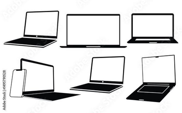 Obraz  Device icon collection. Laptop logo,Laptop icon,Laptop vector, laptop and desktop computer symbol.Computer icon logo vector template, Education icon concepts, Laptop with pointer or cursor icon set.