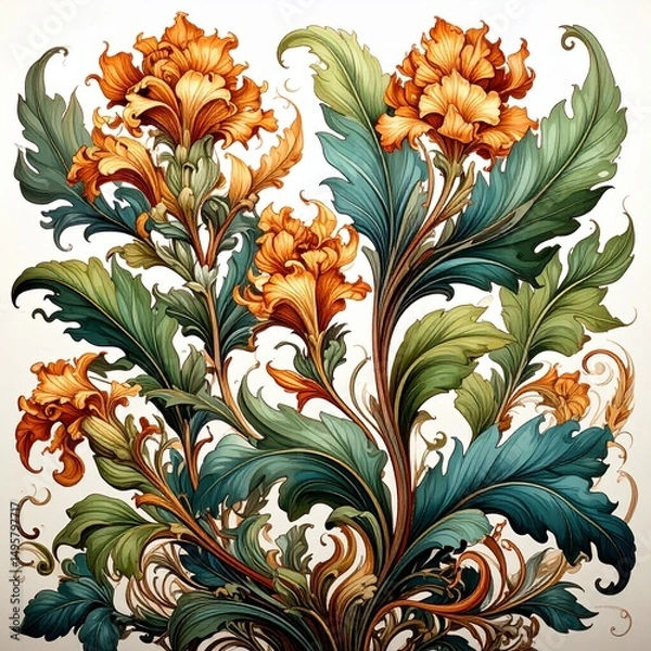 Obraz Pentzia incana in art nouveau movement
