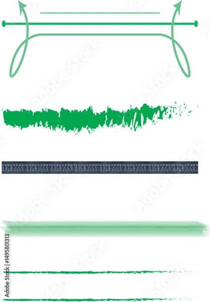 Obraz Assorted Horizontal Line Dividers and Brush Stroke Elements Vector White Background 