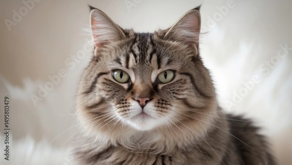 Obraz Cat in a frontal close-up with a background