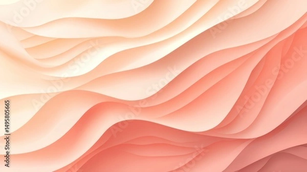 Obraz Abstract Coral Hues: A Symphony of Soft Curves and Pastel Shades