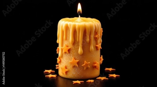 Obraz Burning Amber Candle with Star Decor