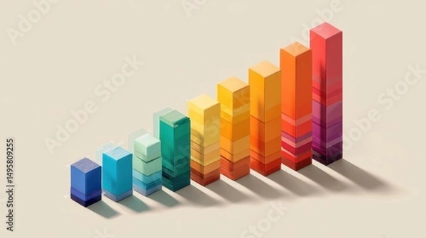 Obraz Ascending Colorful Blocks: A Visual Representation of Growth and Progress