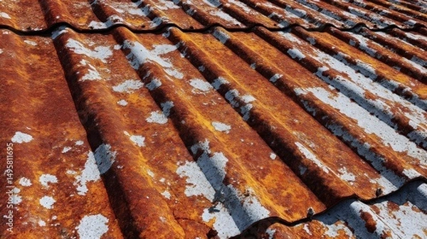 Obraz Rusty Corrugated Metal Roof Texture