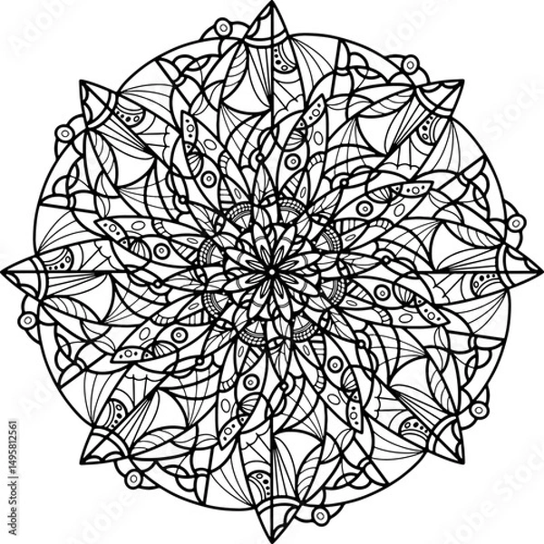Fototapeta Intricate Mandala Coloring Page for Adults and Teens