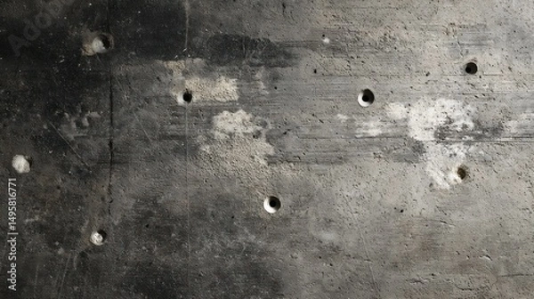 Obraz Abstract Concrete Texture: Perforated Gray Surface