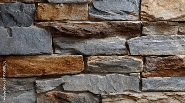 Obraz Rustic Stone Wall Texture:  A Close-Up View of Multi-Colored Stones