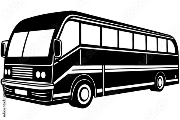 Fototapeta Vector drawing of a tour bus with high visibility windows