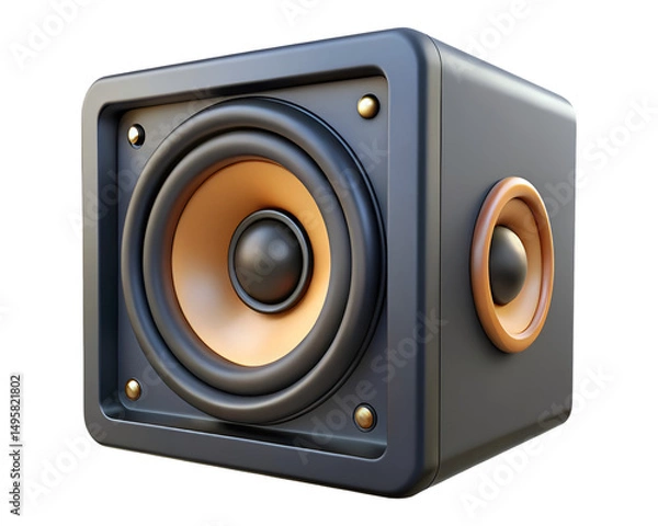 Fototapeta 3D Black Vintage Speaker Isolated on Transparent Background PNG