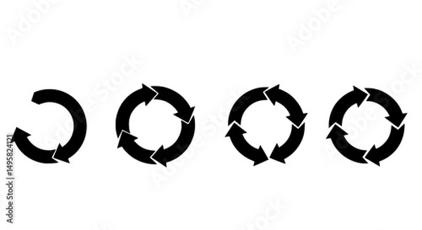 Obraz Circular Arrows Recycling Symbols Rotate Icons Process Flowchart 360