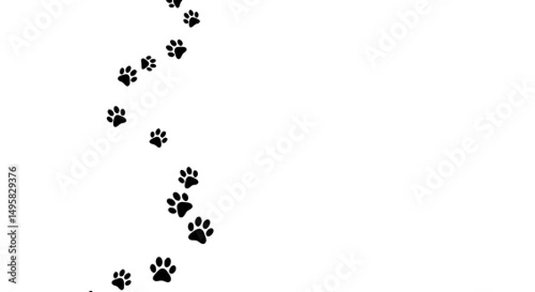Obraz Black Paw Prints Dog Paw Prints Cat Paw Prints Animal Tracks White Bac