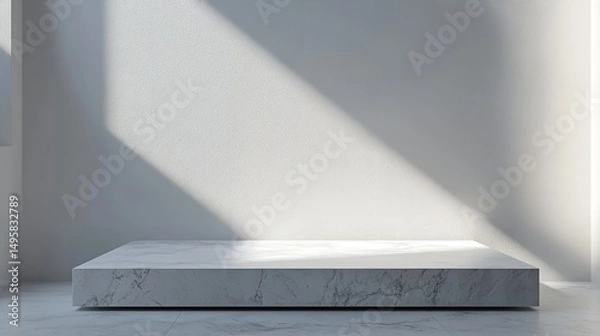 Fototapeta A white pedestal with a shadow on it