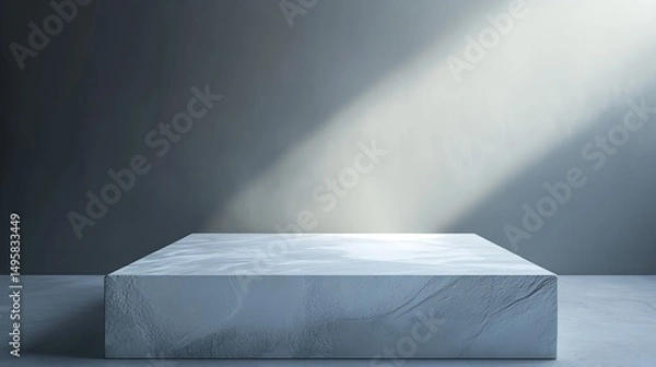 Fototapeta Concrete Platform with Light and Shadow on White Background