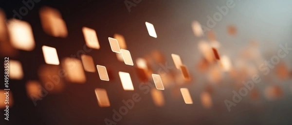 Fototapeta Quantum Data Visualization Immersive Digital Network Nodes in Warm Bronze Tones - Next-Gen Information Architecture for Innovative Tech Storytelling