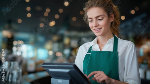 Fototapeta A streamlined customer order process using a digital scale