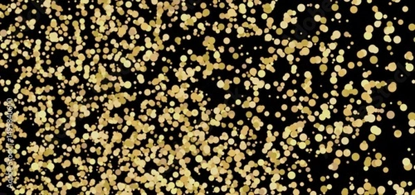 Fototapeta Abstract background with golden confetti on a black backdrop. Perfect for celebrations!