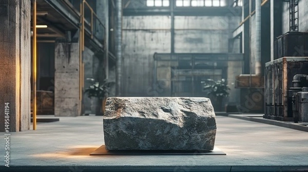 Fototapeta Well-Lit Stone Pedestal with Center-Focused Lighting for Elegant Product Display