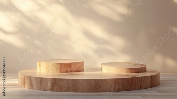 Fototapeta A sleek, polished podium in a minimalist environment with soft ambient lighting, leaving enough space around it for showcasing a luxury item