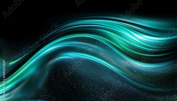 Fototapeta black dark blue petrol teal emerald jade agua water sea ocean green abstract background color gradient ombre light neon glow glitter rough grain noise line stripe design template