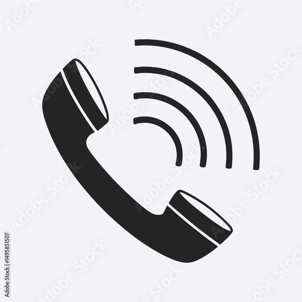 Fototapeta Phone Call Icon with Signal Waves – Flat Vector Communication Symbol.