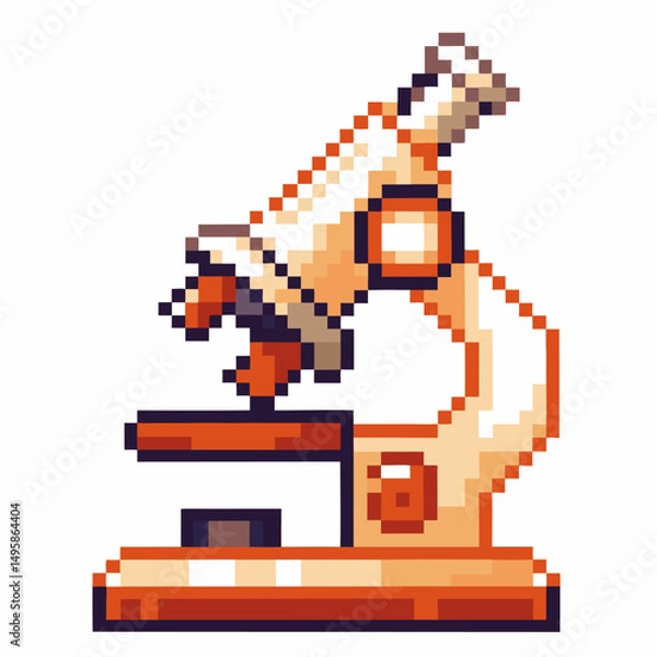 Fototapeta Pixel art microscope retro styled laboratory instrument for science and research concept