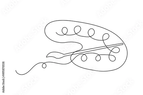 Fototapeta Paint palette brush icon continuous one line drawing outline  vector design
