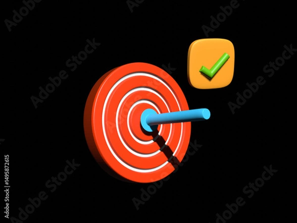 Fototapeta 3d archery target icon on light white background. 3d render illustration. Perfect for website or application design.