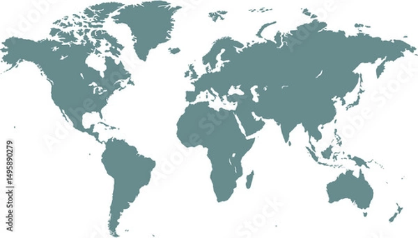 Obraz World map. Grey modern vector map. Silhouette map