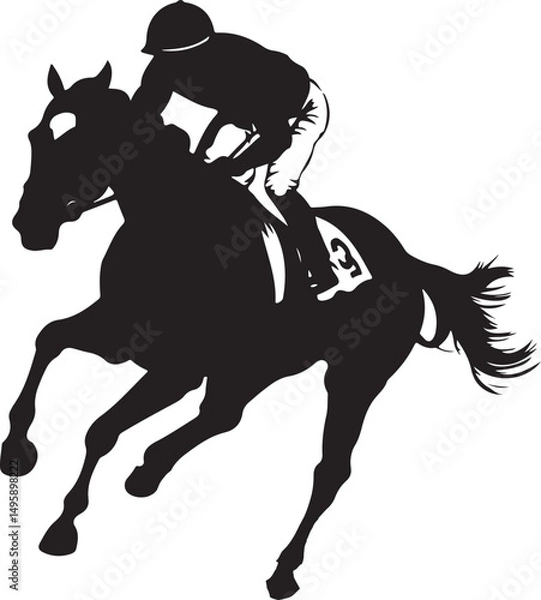 Obraz Horse Race Equestrian Silhouette Vector Illustration on Transparent Background
