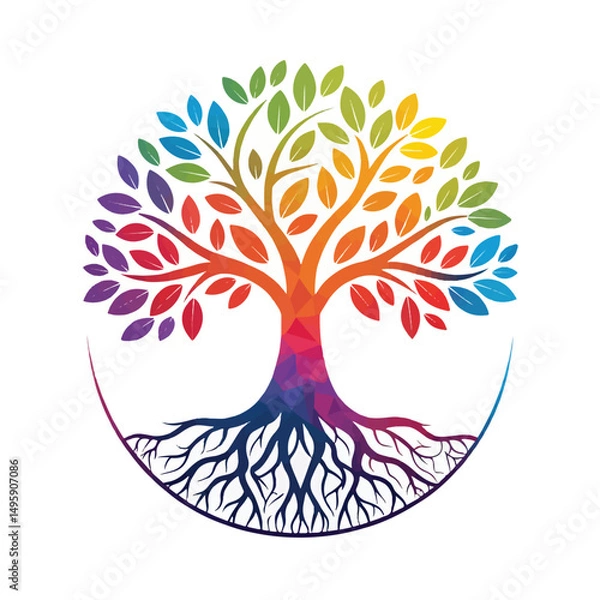 Obraz abstract tree with colorful flowers