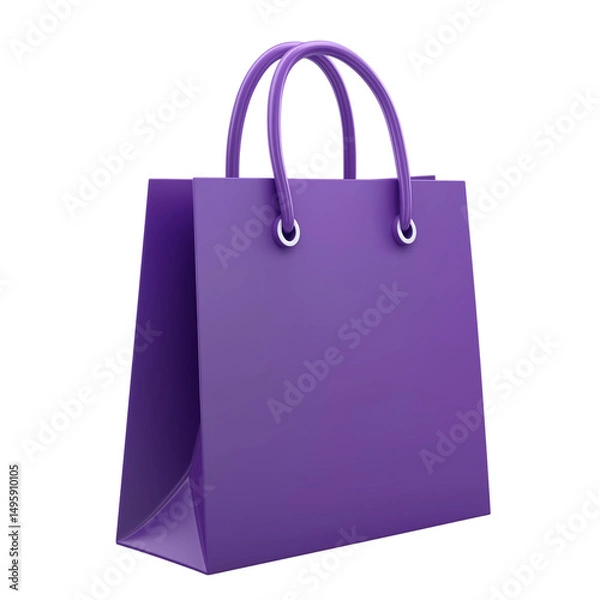 Obraz purple shopping bag 3d render icon isolated on transparent background cutout