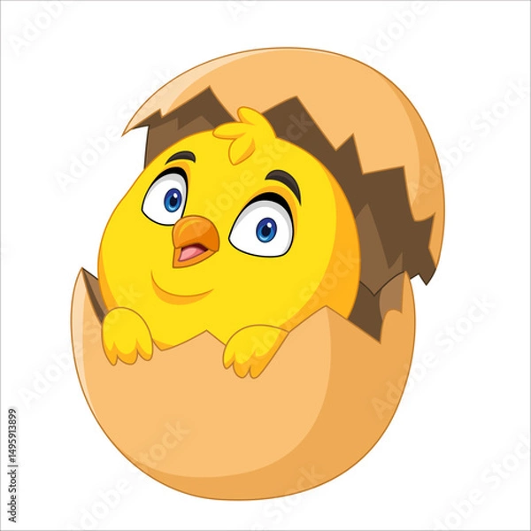 Obraz Cartoon chick born from egg