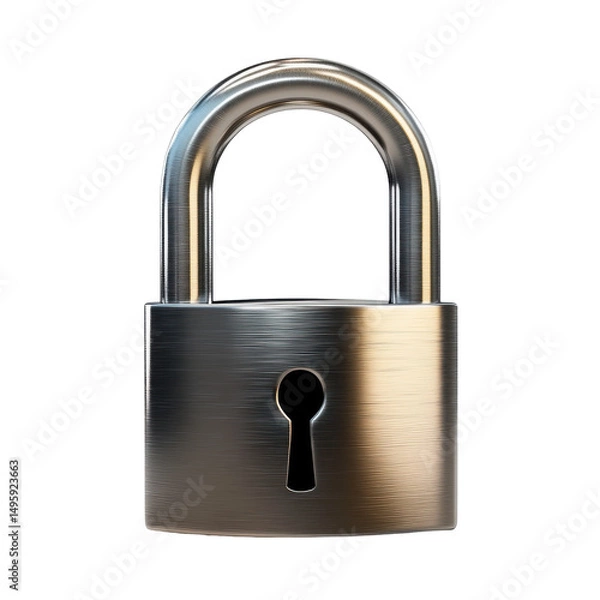 Obraz Sleek Steel Padlock with Keyhole for Security and Protection in Modern Design on transparent background