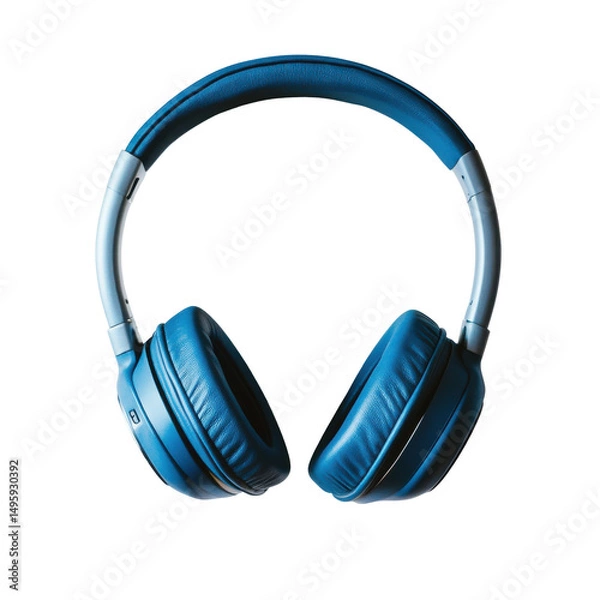 Obraz Stylish Blue Over-Ear Headphones for Comfortable Listening Experience on transparent background