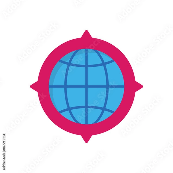 Fototapeta Globe Compass Vector icon