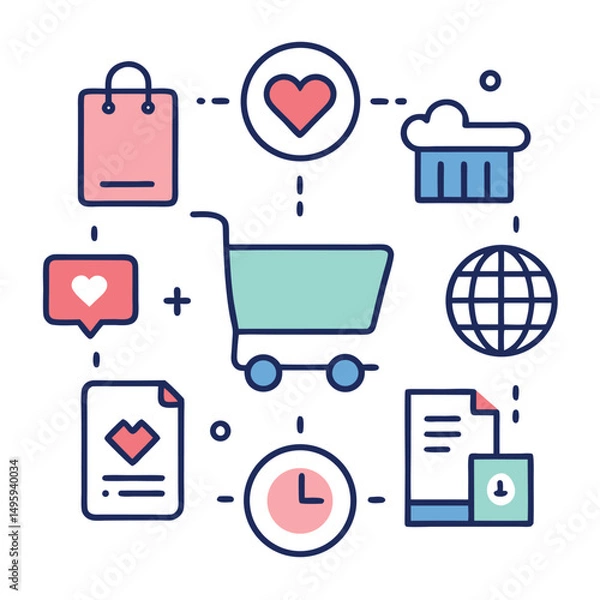 Obraz Online Shopping Experience Customer Journey Infographic