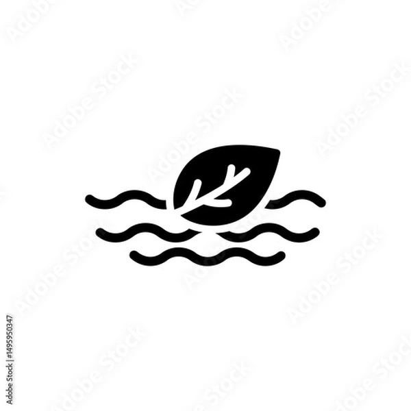 Fototapeta Leaf Floating on Water Representing Ease and Emotional Calm
