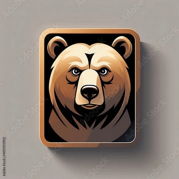 Obraz Stylized bear illustration with a bold color palette and sharp lines, emphasizing the animal's fierce expression.