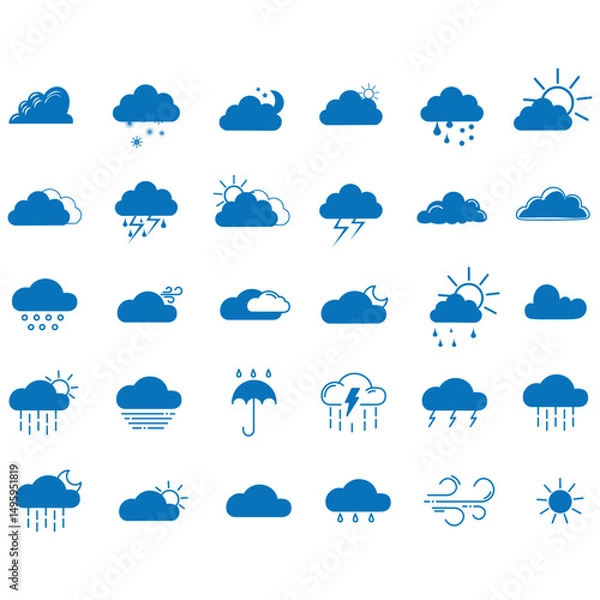 Obraz clouds icons set different style and forms