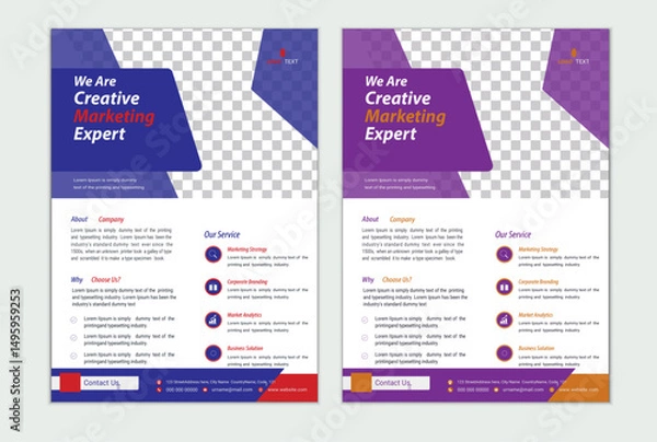 Obraz Corporate Business flyer template vector design, business flyer, brochure, magazine or flier mockup in bright colors. perfect for creative professional business. . vector template See Less.
 