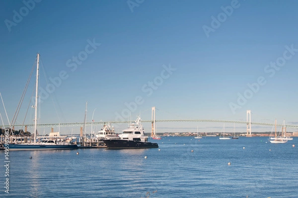 Obraz boats moored in a harbor in Jamestown Rhode Island