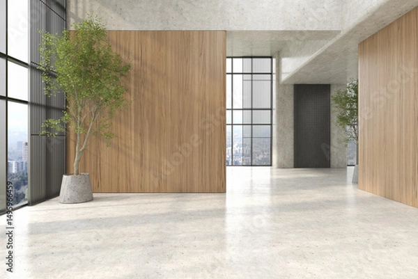 Fototapeta Modern style empty conceptual reception interior room 3d illustration